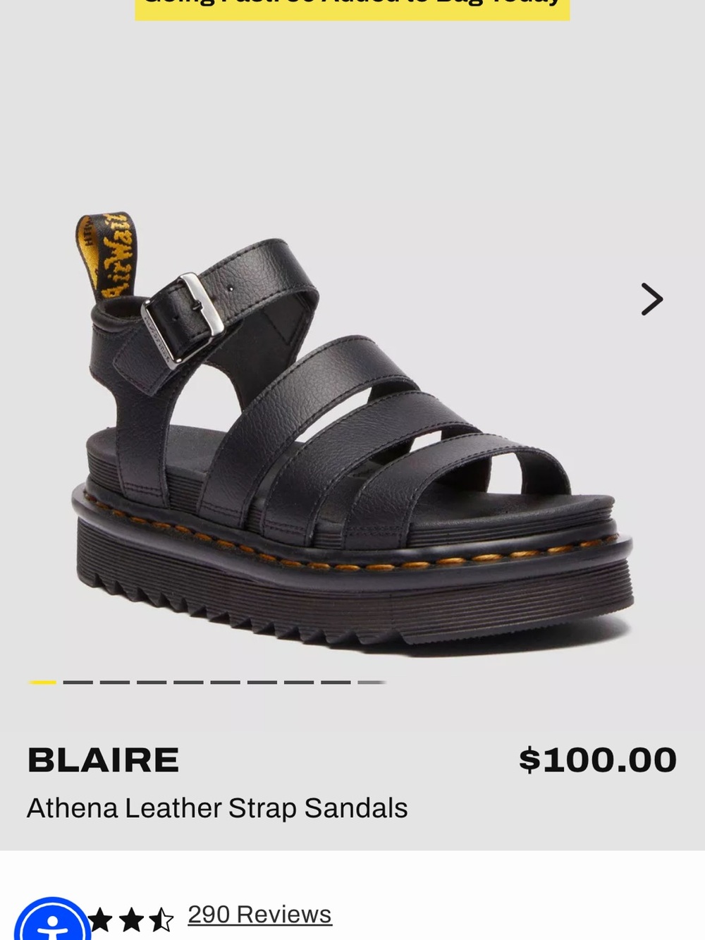 Dr. Martens Black Leather Blaire Athena Strap Sandals